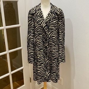 Vintage 🖤🤍 Y2K Betsey Johnson NY Zebra Animal Print Faux Fur  Coat, Size 6